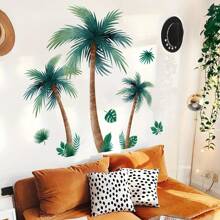 1pc Coconut Tree Wall Stickers Decor Beach Scenery - DIY Palm Tree Wall Decals For Living Room And Bedroom Home Decor,Stickers,Wall Decal,Vinly Decal For Home Decorations,Spring Decoration Items Refesh Your Home,Rama Decoration Stickers