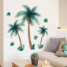 1pc Coconut Tree Wall Stickers Decor Beach Scenery - DIY Palm Tree Wall Decals For Living Room And Bedroom Home Decor,Stickers,Wall Decal,Vinly Decal For Home Decorations,Spring Decoration Items Refesh Your Home,Rama Decoration Stickers