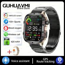 GUHUAVMI 1PC GUHUAVMI 2024 New Outdoor Durable Black Smart Watch Men's 3ATM Waterproof Sports Fitness Ai Voice Wireless Call Smart Watch Suitable For Android IOS