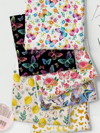 1 件蝴蝶系列 DIY 面料，轻质柔软涤纶面料，适合制作桌布、壁挂、衣服、包包、防尘罩