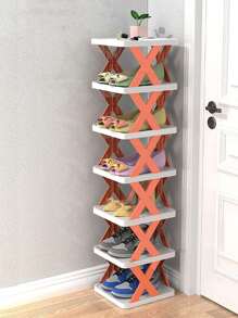 7-Tier Free Standing Shoe Rack Small Vertical Shoe Stand For Entryway Corner,Closet - Space-Saving  Shoe Stand Easy Assembly (Orange) - Orange - View 5