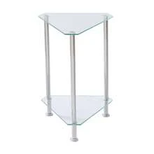 Sofa Side Table For Living Room, Triangle Glass Side Table For Bathroom Corner, End Table Coffee Table For Small Places - 白色 - 查看 1