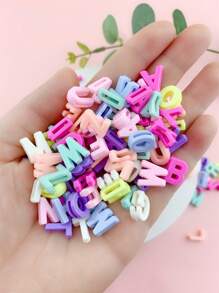 100 hạt nhựa nhiều màu chữ cái tiếng Anh dùng để làm đồ trang sức DIY, màu sắc và chữ cái ngẫu nhiên (Số lượng lớn) - Nhiều màu - Xem 4