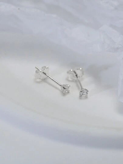 方晶鋯石裝飾耳釘