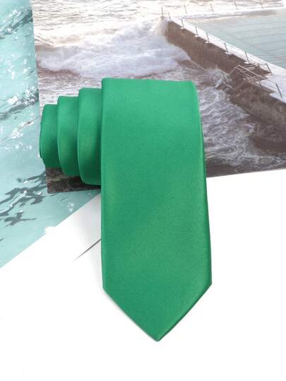 ZLQ&GOU 1 قطعة ربطة عنق ساتان خضراء للرجال، اكسسوارات ، 6 سم، ربطات عنق رجالية، اكسسوارات حفلة عيد، ملابس موضة للاستخدام اليومي