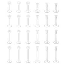 CIZME 24Pcs Clear Earrings Plastic Earrings For Sports 16g Clear Cartilage Earrings Stud Plastic Helix Tragus Earring Medusa Monroe Piercing Retainer Clear Lip Rings Labret Retainers For Work Surgery - Retainers - View 8