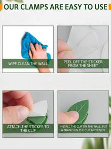 20pcs Plant Climbing Wall Self-Adhesive Fixed Buckle Hook, Fastener Tied Fixture Vine Buckle Hook, Garden Plant Wall Climbing Vine Clip - Green - View 5