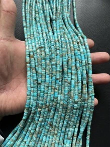 1條串珠2*4mm天空湖藍色帝國碧玉石斑鳩掌珠海洋蛇皮柱形扁間隔天然石頭吊墜項鍊耳環diy手鍊珠寶製作珠寶禮物促銷派對 - 藍色 - 查看 5
