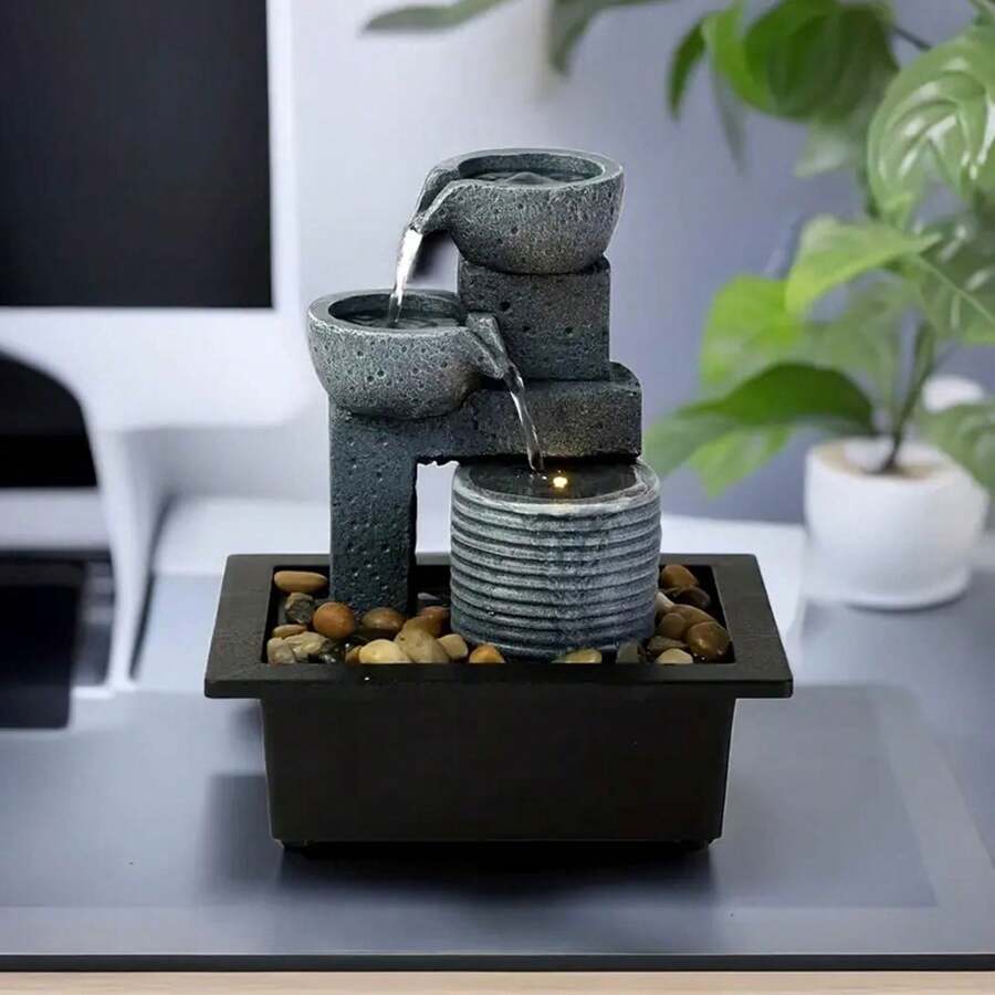 1pc Tabletop Water Fountain Relaxation Tabletop Fountain Indoor Waterfall Fountain Feng Shui