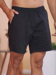 Men Denim Shorts - 黑色 - 查看 1