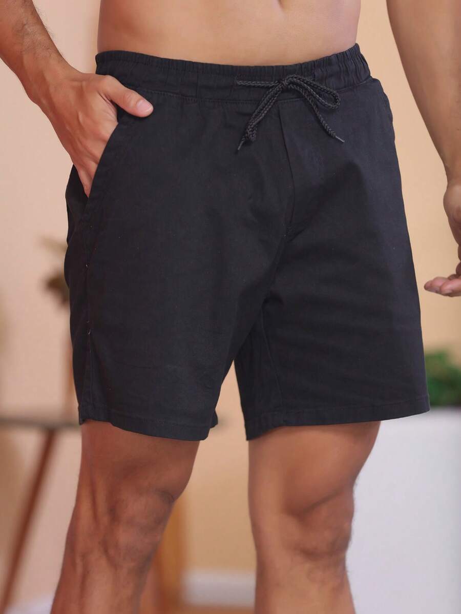 Men Denim Shorts - 黑色 - 查看 1