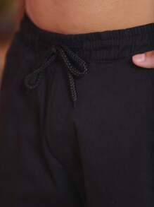 Men Denim Shorts - 黑色 - 查看 6