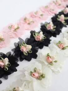 10pcs/Pack Chiffon Flower & Lace Trim Diy Materials For Hat, Bag, Clothing, Home Decor, Sofa, Curtain, Scarf, Bridal Dress And Wedding Decoration