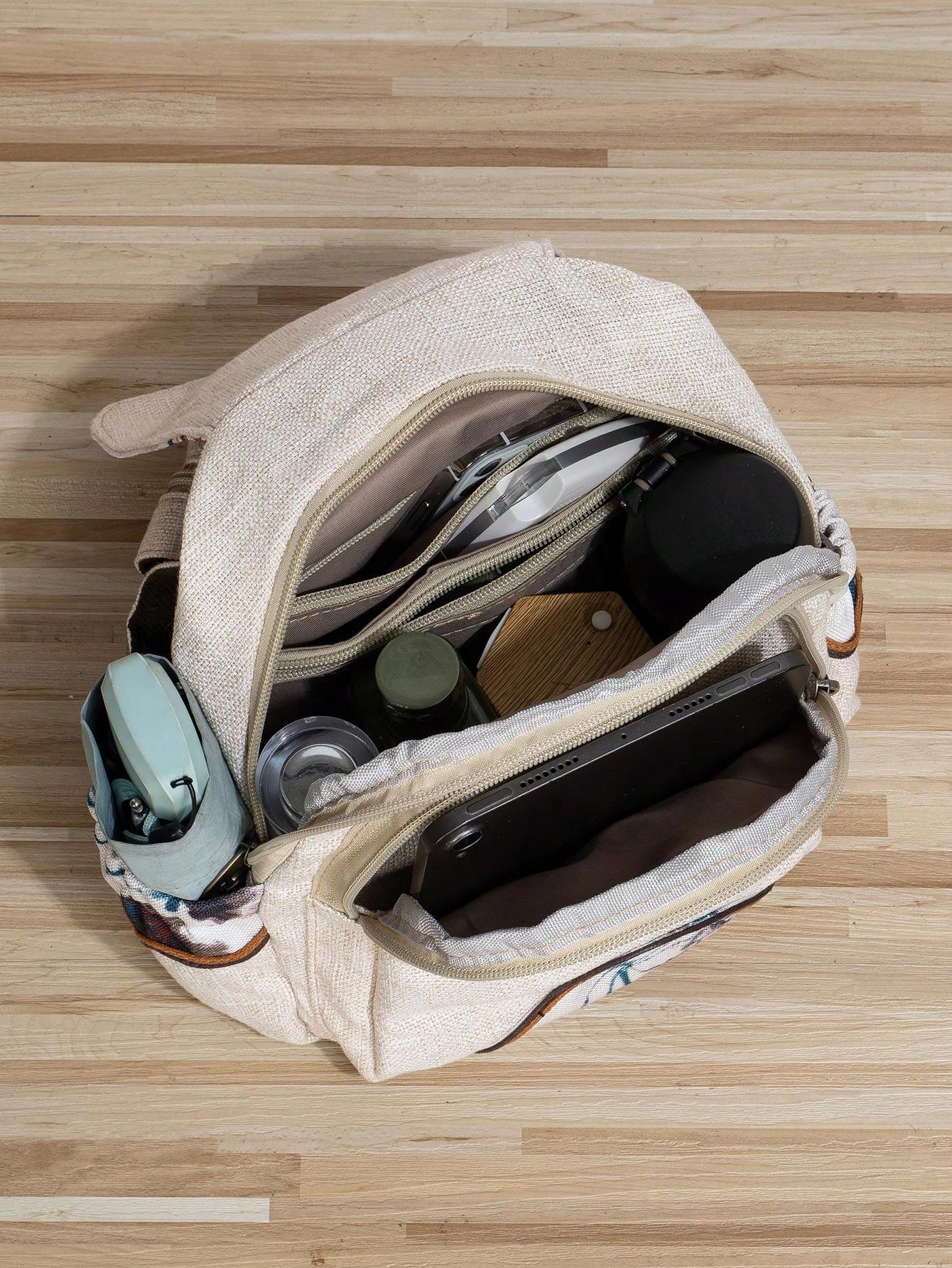 1pc (Random Cut) Handmade Knitted Owl Pattern Fashionable Multilayer Backpack, Creative Design