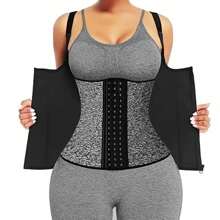 Women's Sport Waist Belt, Sexy Black Zipper Buckle Two In One, Abdomen Elastic Waist Training Tank Top, Women's Sportswear Waist Trainer