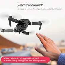 E88无人机双摄像头单电池一键返航WIFI连接航拍光流测高四轴飞行器遥控无人机 - 黑色 - 查看 4