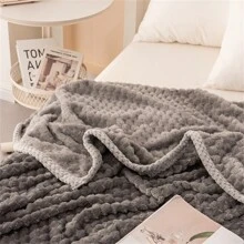 1件純色加厚柔軟毯子 - 灰色 - 查看 5
