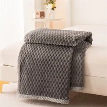 1件純色加厚柔軟毯子 - 灰色 - 查看 8