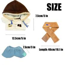 LALAFANFAN 3Pcs Doll Clothes Sets, Fit 20cm Dolls,Include Hoodie+Pants+Scart - Khaki - View 2