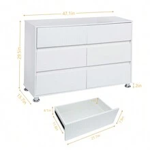 6 Drawer Chest Of Drawers High Gloss White Large Modern Design Bedroom Furniture - White - View 5