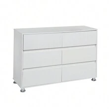 6 Drawer Chest Of Drawers High Gloss White Large Modern Design Bedroom Furniture - White - View 4