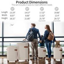 MERAX 8 Piece Luggage Set Suitcase Set, ABS Hard Shell Lightweight Expandable Travel Luggage With 4 Packing Cubes, TSA Lock, Spinner Wheels For Men Women(16"/20"/24"/28") - Kem - Xem 2