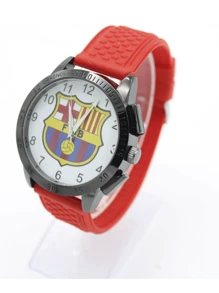Reloj Caballero barcelona barca Futbol Soccer Deportivo Caucho  Cuarzo - Negro - Ver 2