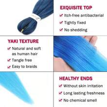 26 Inch Multi-Color Braiding Hair Extensions, Easy Braid Pre-Stretched Kanekalon Synthetic Hair Braids, Yaki Texture Heat Stylable, For Daily Wear, Halloween, Christmas, Unisex (1pc, Blue Ombre)