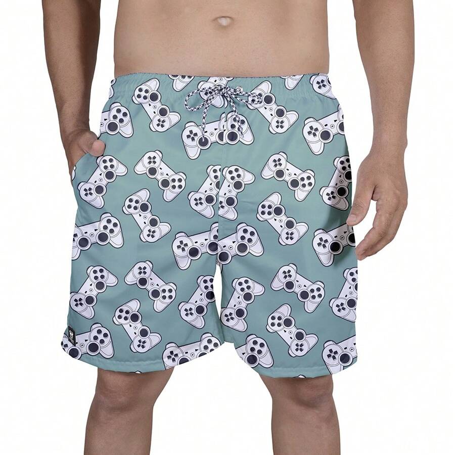 Men Beach Shorts - 黑色 - 查看 1