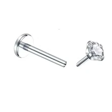 2pcs Threadless Push Pin Labret Stud Cubic  16G 20G Cartilage Earring Helix Tragus Nose Stud Lip Piercing Jewelry For Women - Silver - View 3