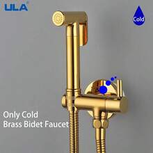 A Set Of G1/2 Gold Bidet Faucet Brass Portable Bidet Sprayer Shower Set Toilet Faucet Single Cold Water Bathroom Shower Head - Gold - View 1