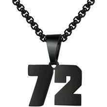 1 件装不锈钢运动员足球幸运数字项链男式足球篮球数字项链男女最佳朋友礼物 - 黑色 - 查看 96