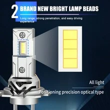 S&D 2Pcs Mini H7 LED Headlight CSP 3570 Turbo LED Bulb Wireless 20000LM Car Head Lamp With Fan H7 Slim LED White 6000K 12V - White - View 2