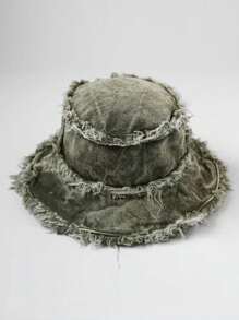 1pc Unisex Multicolor Washed Vintage Edge Double-Sided Casual Fashionable Personalized Bucket Hat Suitable For Everyday Outdoor Beach Vacation Street Travel