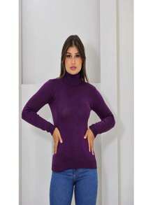 Women Knit Tops - 紫色 - 查看 1