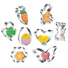 1pc Easter-Themed Stainless Steel Cookie Cutter, Featuring Rabbit, Pigeon, Duck, Egg And Carrot Shapes, Suitable As Baking Tool For Cutting Cake, Fondant, Biscuit, Chocolate And Soap, Also Helpful Kitchen Gadget For Cutting Vegetables, Fruits And Dough - Silver - View 11