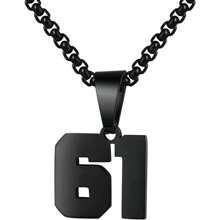 1 件装不锈钢运动员足球幸运数字项链男式足球篮球数字项链男女最佳朋友礼物 - 黑色 - 查看 87