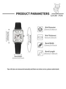 LUCKYFOX Reloj De Cuarzo Luckyfox Para Jóvenes Y Estudiantes Con Batería Seca, Dial Cuadrado Vintage De Aleación De Zinc Casual Con Correa, Adecuado Para La Vida Diaria