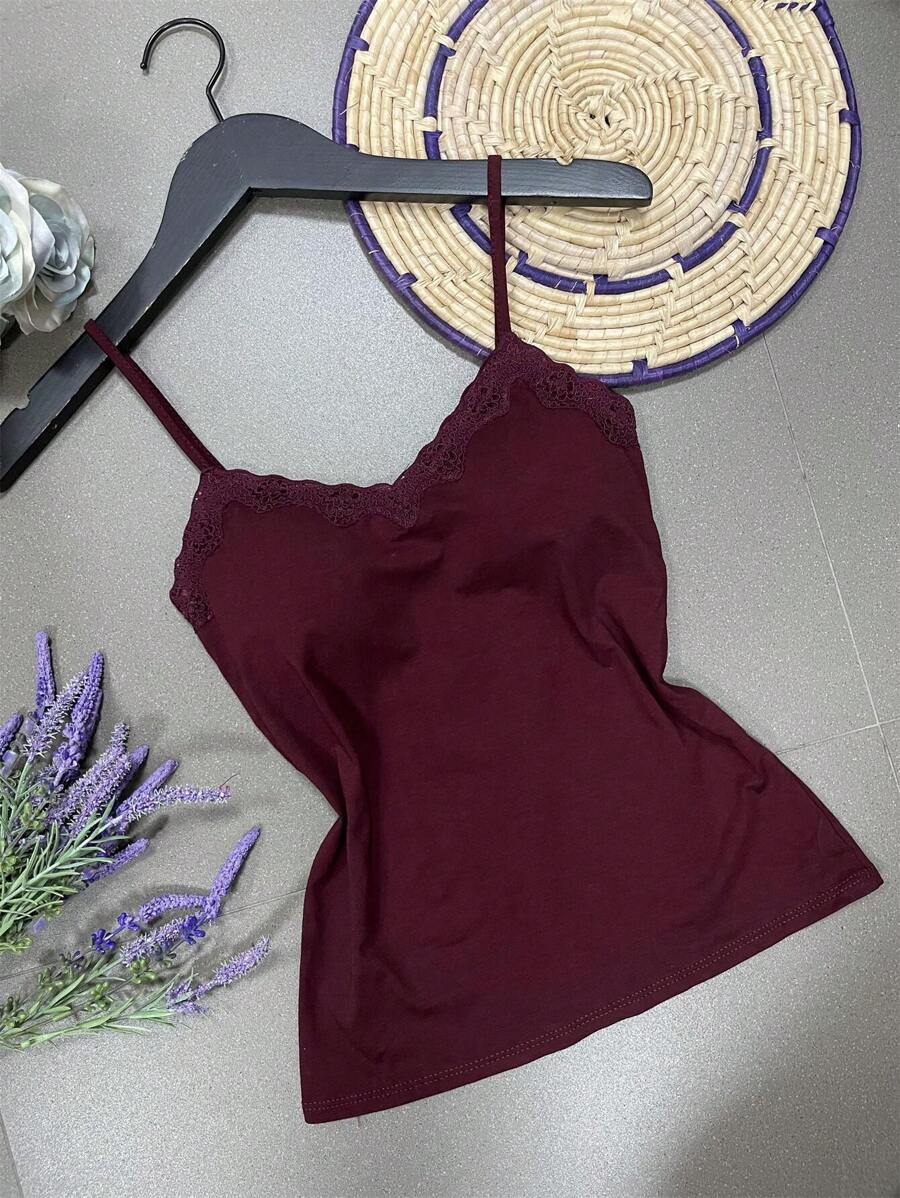 Women Tank Tops & Camis - Burgundy - View 1