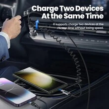 Toocki 65W Digital Display Car Charger With Cable Fast Charging USB Type C Car Phone Charger