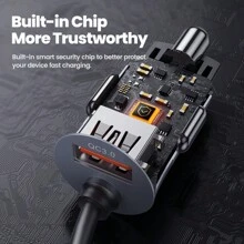 Toocki 65W Digital Display Car Charger With Cable Fast Charging USB Type C Car Phone Charger