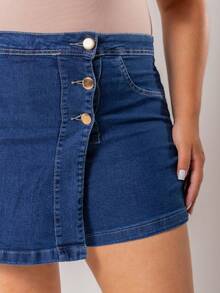 Women Denim Skirts - Màu xanh lam - Xem 3