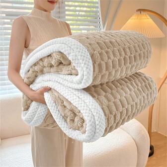 1pc Solid Color Thick Soft Blanket
