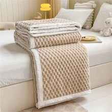 1pc Solid Color Thick Soft Blanket - Khaki - View 7