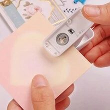 迷你手提蘑菇造型1孔打孔機,diy裝訂書籍,製作書籍、筆記本和日記 - 藍白色 - 查看 4