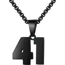 1 件装不锈钢运动员足球幸运数字项链男式足球篮球数字项链男女最佳朋友礼物 - 黑色 - 查看 107