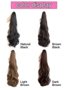 18 Inch Ponytail Wig With Grip Style Long Curly Hair, Large Wave High Ponytail, High-Temperature Silk Ponytail - Black Brown - View 4