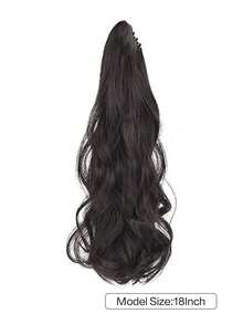 18 Inch Ponytail Wig With Grip Style Long Curly Hair, Large Wave High Ponytail, High-Temperature Silk Ponytail - Black Brown - View 5