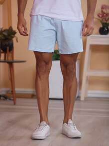 Men Denim Shorts - 淺藍色 - 查看 4