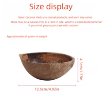 1pc Natural Coarse Coconut Shell Bowl, Wooden Cutlery For Kids, Aromatherapy Candle Holder, Wax Bowl, Suitable For Hotel Dining, Coffee, Tea, Dessert, Home Use (Natural Product, Weight Varies) - Natural Brown - View 4